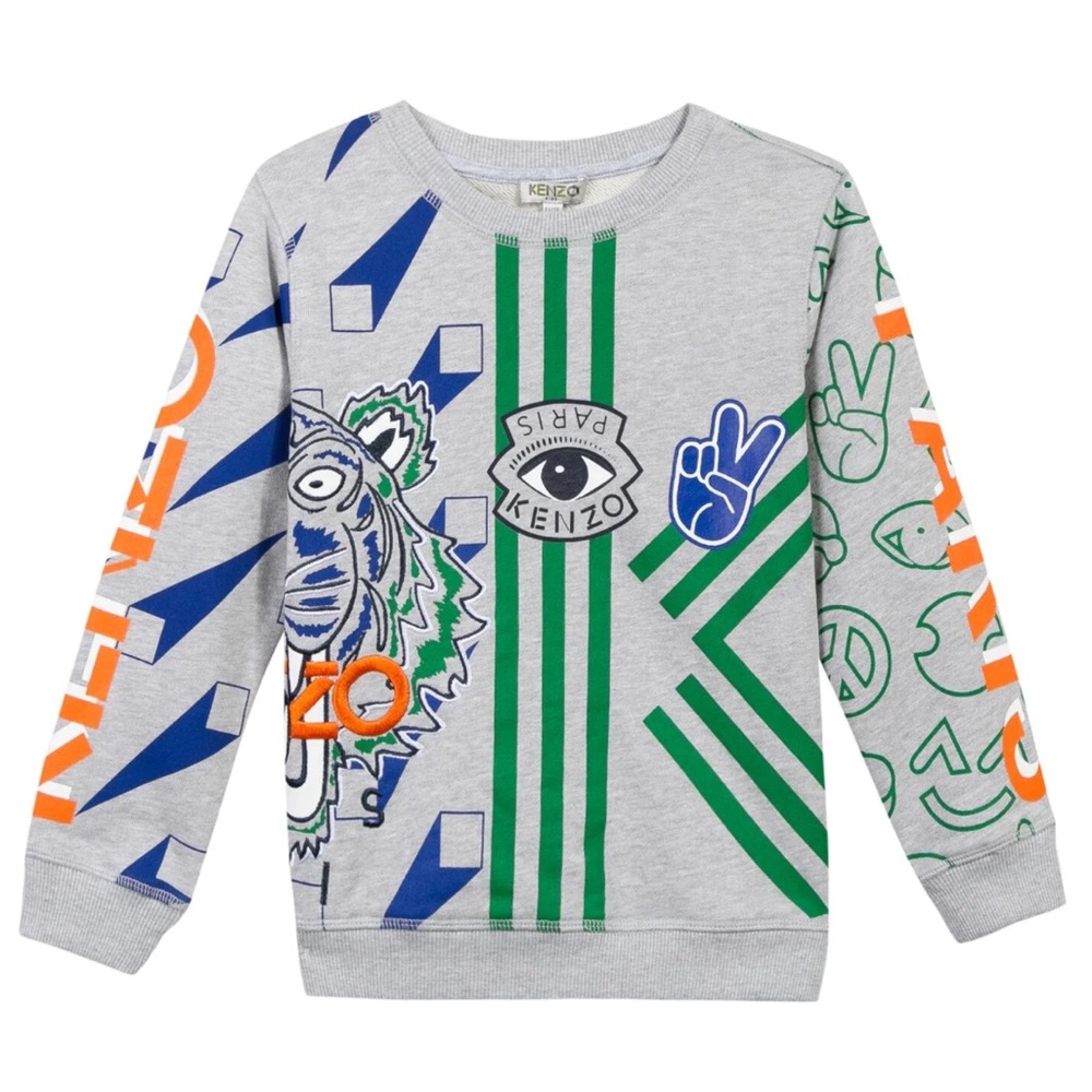 KENZO Pullover Sweater Crewneck Gray Sz 12